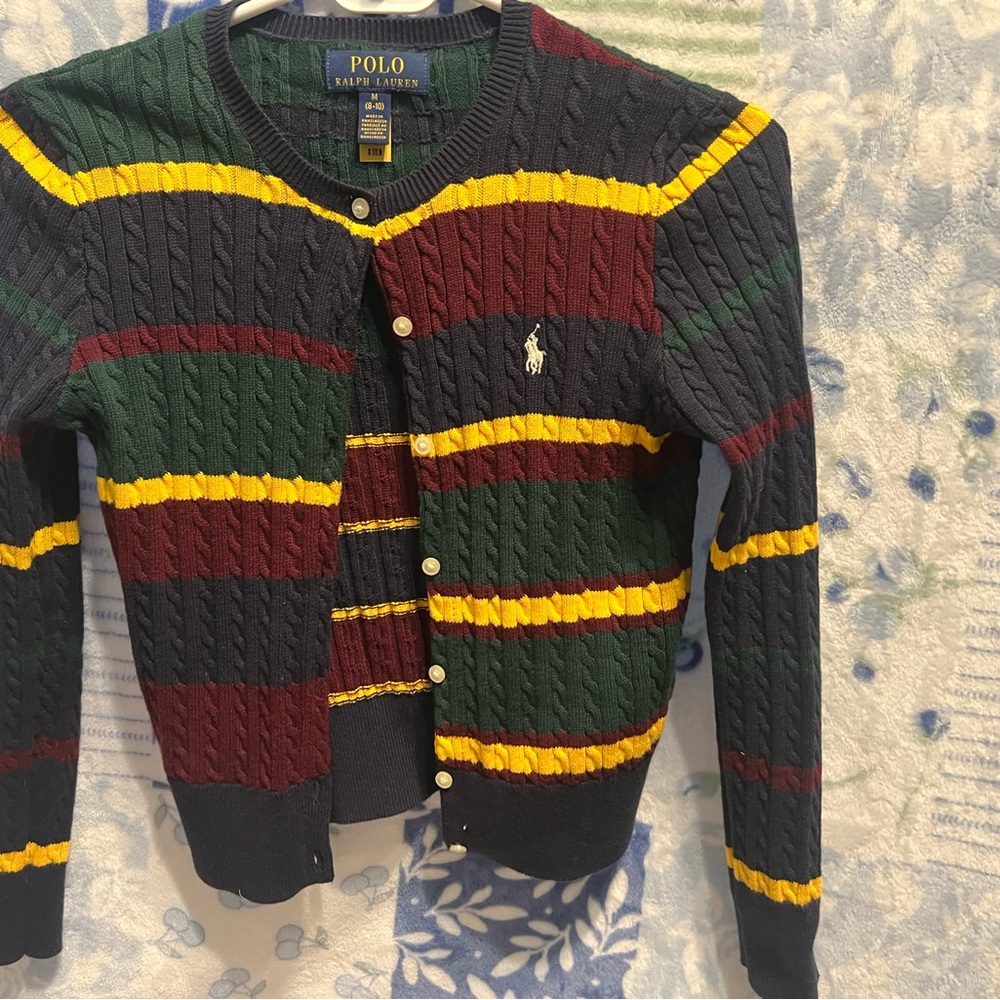 Polo by Ralph Lauren Blue and Yellow Cardigan Sweater